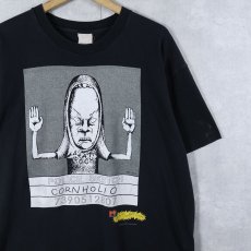 画像1: 90's BEAVIS AND BUTT-HEAD "CORNHOLIO" テレビアニメプリントTシャツ BLACK (1)