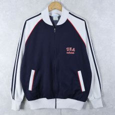 画像1: 80's adidas TAIWAN製 ロゴ刺繍 サイドライン トラックジャケット L (1)