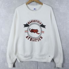 画像1: 80's RUSSELL ATHLETIC USA製 "MARSHFIELD ATHLETICS" 前V タイガープリントスウェット L (1)