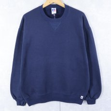 画像1: 90's RUSSELL ATHLETIC USA製 前V 無地スウェット NAVY L (1)