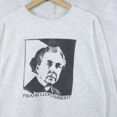 画像1: 90's Frank Lloyd Wright USA製 建築家プリントラグランスウェットXL (1)