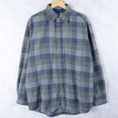 画像1: PENDLETON チェック柄 ウールシャツ M (1)