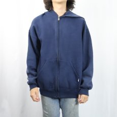 画像2: 90's RUSSELL ATHLETIC USA製 スウェットジップパーカー NAVY XL (2)