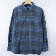 画像1: PENDLETON "LODGE SHIRT" チェック柄 ウールシャツ XL (1)