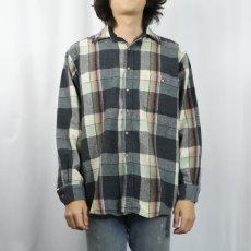 画像2: PENDLETON USA製 チェック柄 エルボーパッチ付き ウールシャツ L (2)