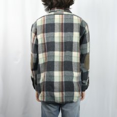画像3: PENDLETON USA製 チェック柄 エルボーパッチ付き ウールシャツ L (3)