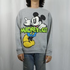 画像2: 90's Disney MICKEY MOUSE USA製 青パンミッキー キャラクタープリントスウェット L (2)