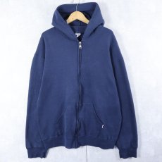 画像1: 90's RUSSELL ATHLETIC 無地 スウェットジップパーカー NAVY L (1)