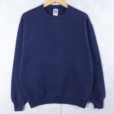画像1: 90's RUSSELL ATHLETIC USA製 前V 無地スウェット NAVY L (1)