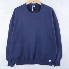 画像1: 90's RUSSELL ATHLETIC USA製 前V 無地スウェット NAVY XL (1)