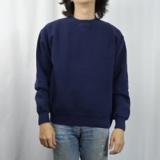 画像2: 90's RUSSELL ATHLETIC USA製 前V 無地スウェット NAVY L (2)