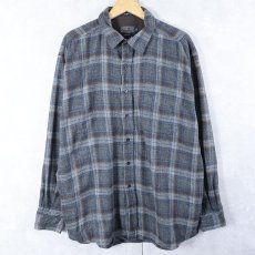 画像1: PENDLETON "LODGE" チェック柄 ウールシャツ XL (1)