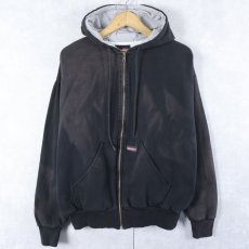 画像1: Dickies 裏サーマル スウェットジップパーカー BLACK (1)