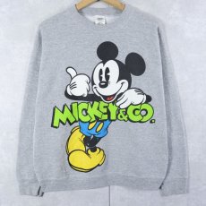 画像1: 90's Disney MICKEY MOUSE USA製 青パンミッキー キャラクタープリントスウェット L (1)