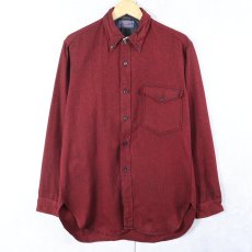 画像1: 60's PENDLETON ヘリンボーン柄織り 3点留め ウールシャツ M (1)