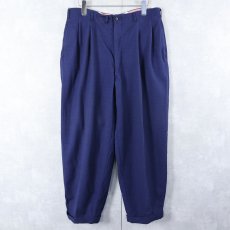 画像1: 50〜60's 2タック ウールスラックス NAVY W32 (1)