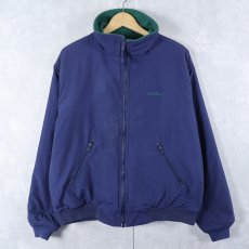 画像1: 80〜90's Eddie Bauer USA製 "WINDfoil" 裏フリース ナイロンジップジャケット NAVY S (1)