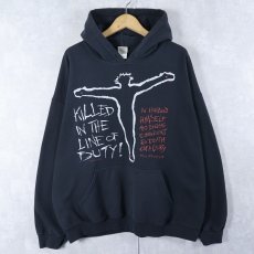 画像1: "KILLED IN THE LINE OF DUTY!" ジーザス プリントスウェットフーディー BLACK XL (1)
