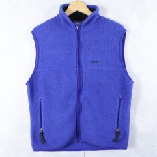 画像1: 90's Patagonia USA製 ロゴ刺繍 フリースベスト M (1)