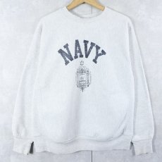 画像1: 90's MV SPORT USA製 REVERSE WEAVE TYPE ''NAVY'' プリントスウェット L (1)