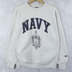 画像1: 90's MV SPORT USA製 REVERSE WEAVE TYPE ''NAVY'' プリントスウェット M (1)