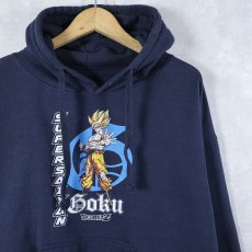 画像1: DRAGON BALL Z "スーパーサイヤ人" キャラクタープリント スウェットフーディー NAVY XL (1)