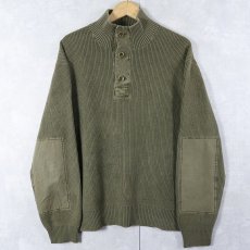 画像1: POLO Ralph Lauren ロゴ刺繍 エルボーパッチ付き コットンニットセーター XL (1)