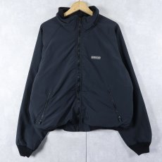 画像1: 90's LANDS' END USA製 裏フリース ナイロンジップジャケット BLACK L (1)