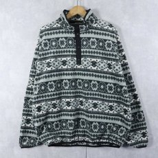 画像1: 80〜90's L.L.Bean ノルディック柄 ハーフスナップ フリースジャケット (1)