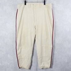 画像1: 50〜60's サイドライン 猫目ボタン ウールベースボールパンツ W36 (1)