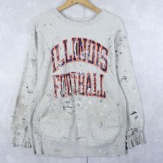 画像1: 80's Champion REVERSE WEAVEトリコタグ USA製 "ILLINOIS FOOTBALL" プリントスウェット XL (1)