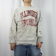 画像2: 80's Champion REVERSE WEAVEトリコタグ USA製 "ILLINOIS FOOTBALL" プリントスウェット XL (2)