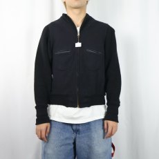 画像2: 50〜60's Gordon ニット切り替え メルトンウールジップジャケット BLACK (2)