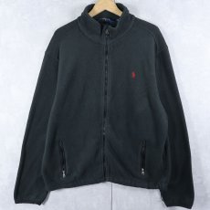 画像1: POLO Ralph Lauren ロゴ刺繍 フリースジップジャケット BLACK XL (1)