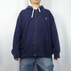 画像2: POLO Ralph Lauren ロゴ刺繍 スウェットジップパーカー NAVY 3XB (2)
