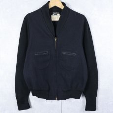 画像1: 50〜60's Gordon ニット切り替え メルトンウールジップジャケット BLACK (1)