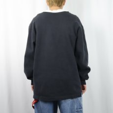 画像3: 90's Champion 青刺繍タグ 後期 ロゴ刺繍 前Vスウェット BLACK XL (3)