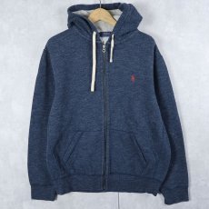 画像1: POLO Ralph Lauren ロゴ刺繍 スウェットジップパーカー NAVY L (1)