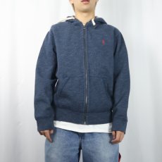 画像2: POLO Ralph Lauren ロゴ刺繍 スウェットジップパーカー NAVY L (2)