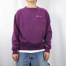 画像2: 90's Champion 青刺繍タグ 後期 USA製 ロゴ刺繍 前Vスウェット L (2)