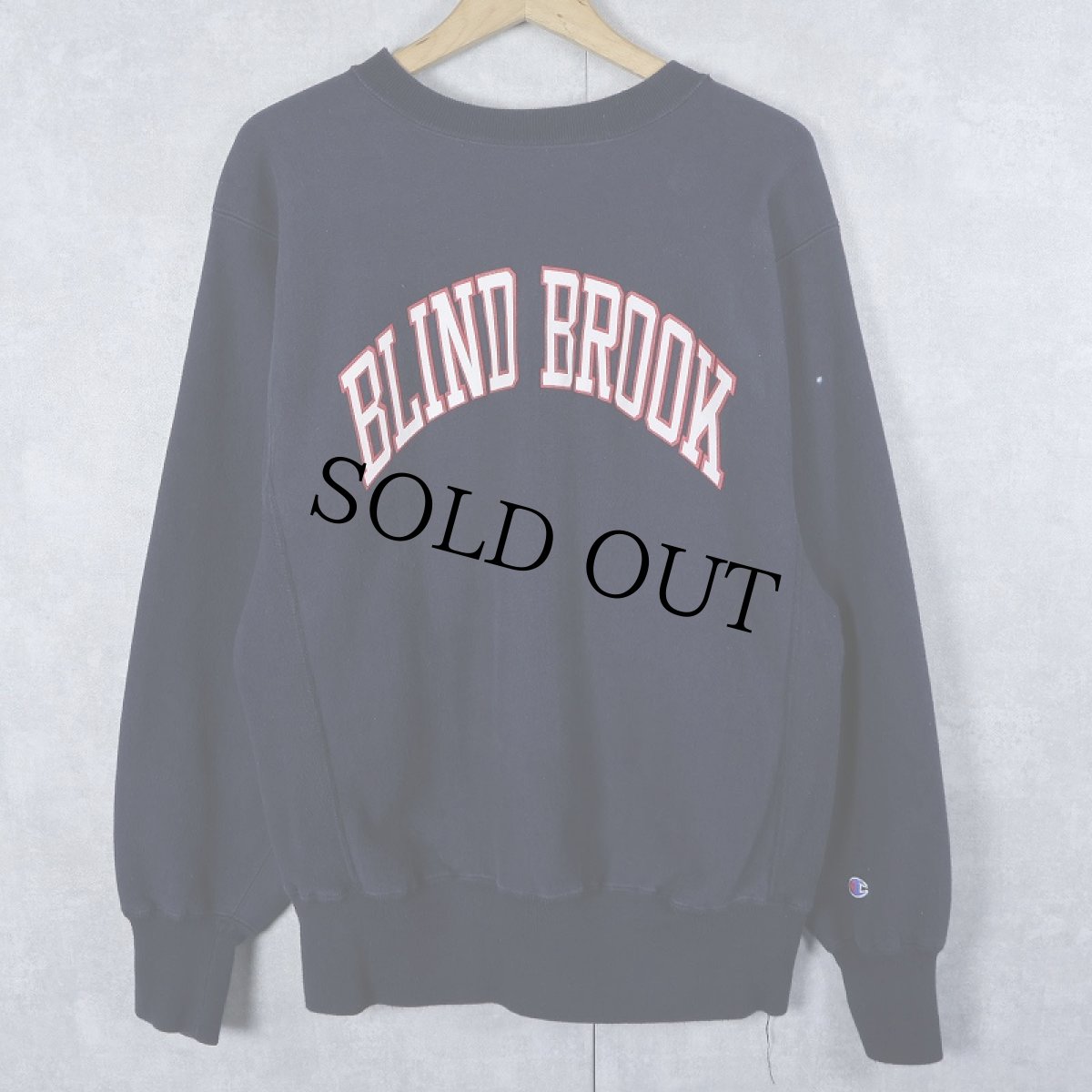 画像1: 90's Champion REVERSE WEAVE USA製 "BLIND BROOK" プリントスウェット NAVY L (1)