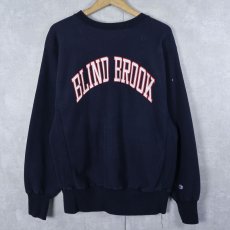 画像1: 90's Champion REVERSE WEAVE USA製 "BLIND BROOK" プリントスウェット NAVY L (1)