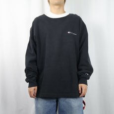 画像2: 90's Champion 青刺繍タグ 後期 ロゴ刺繍 前Vスウェット BLACK XL (2)