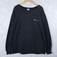 画像1: 90's Champion 青刺繍タグ 後期 ロゴ刺繍 前Vスウェット BLACK XL (1)