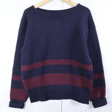 画像1: POLO Ralph Lauren ボーダー柄 ウールニットセーター M (1)