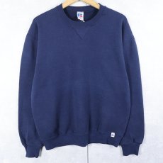 画像1: 90's RUSSELL ATHLETIC USA製 前V 無地スウェット NAVY M (1)