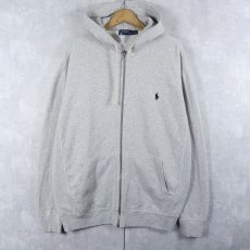 画像1: POLO Ralph Lauren REVERSE WEAVE TYPE ロゴ刺繍 裏サーマル スウェットジップパーカー L (1)