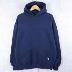 画像1: 90's RUSSELL ATHLETIC USA製 無地スウェットフーディー NAVY L (1)