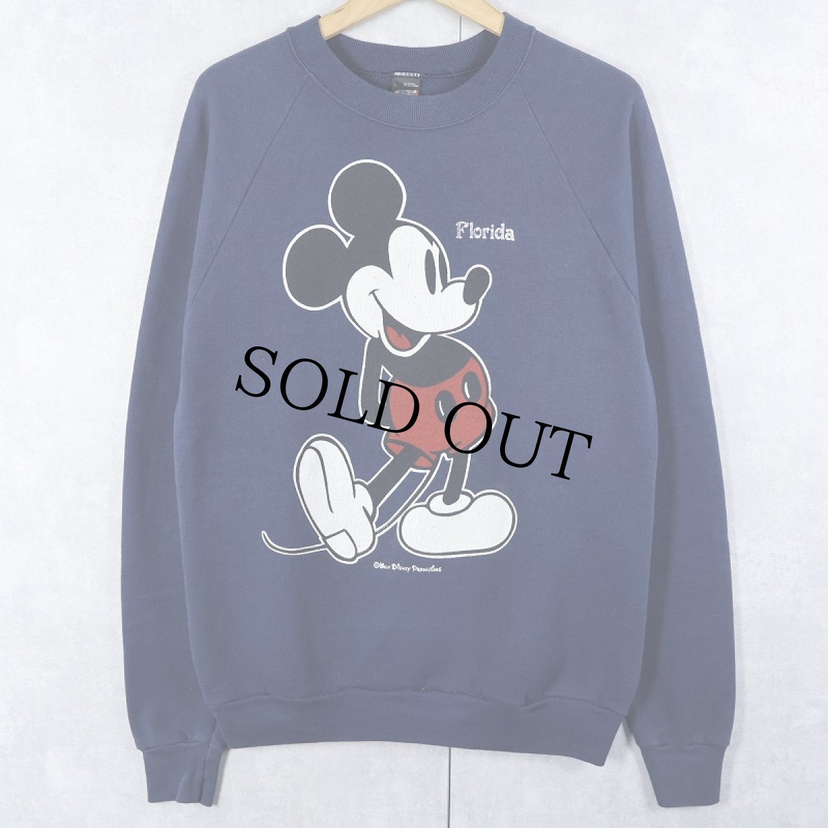 画像1: 80's USA製 "MICKEY MOUSE" キャラクタープリントスウェット NAVY L (1)