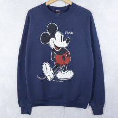 画像1: 80's USA製 "MICKEY MOUSE" キャラクタープリントスウェット NAVY L (1)